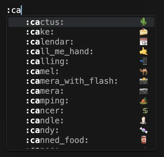 Emoji suggestions in the editor