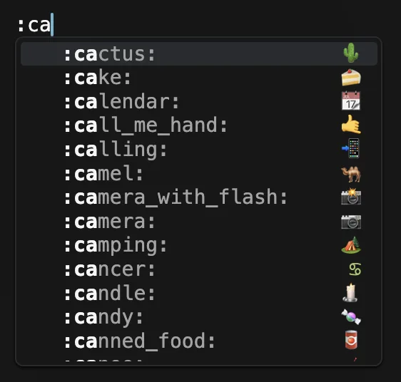 Emoji suggestions in the editor
