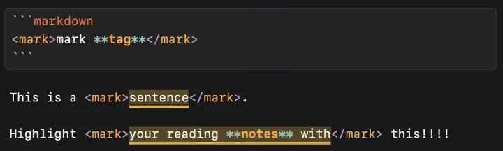 Highlighted text in the editor