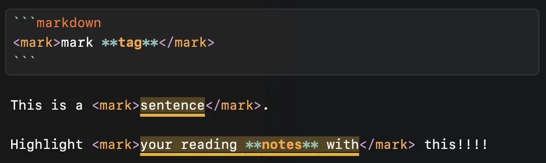 Highlighted text in the editor