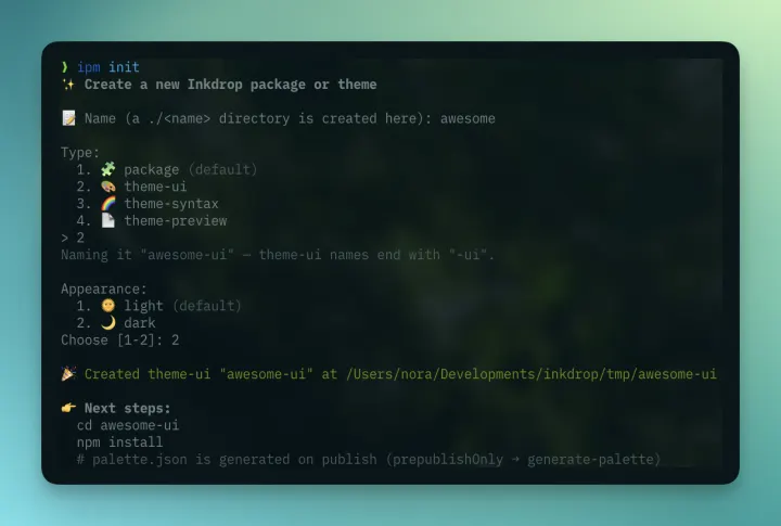 Scaffolding a plugin with ipm init