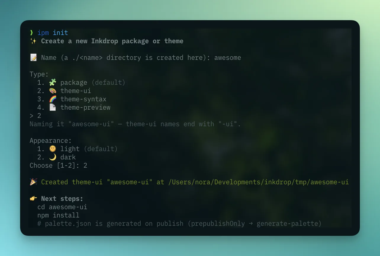 Scaffolding a plugin with ipm init