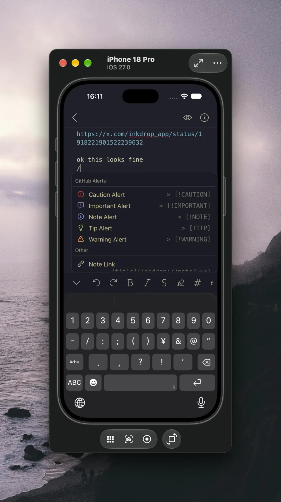 The mobile app on a phone