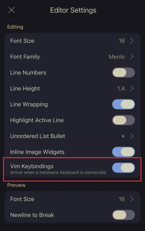 Vim keybindings on mobile