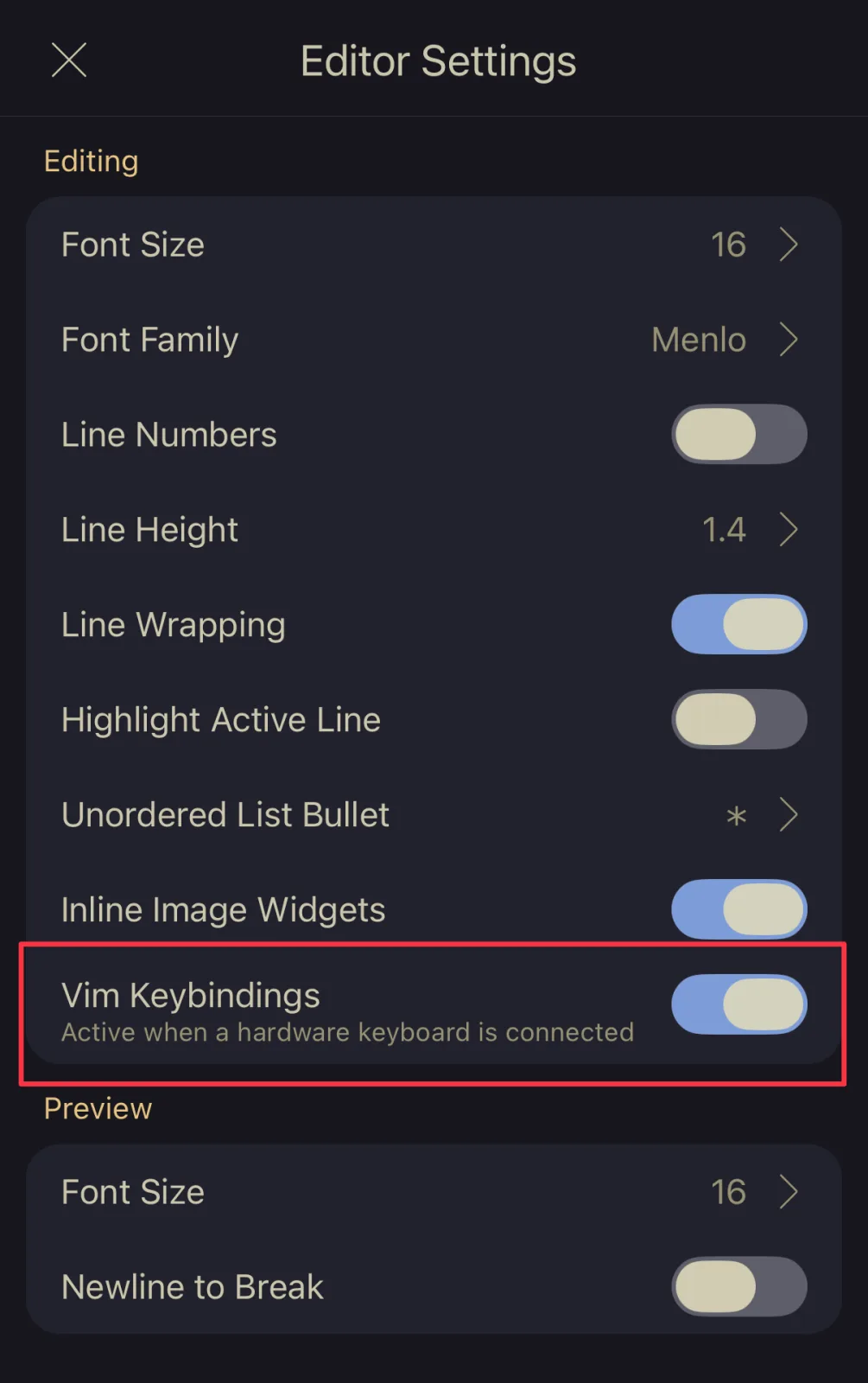Vim keybindings on mobile