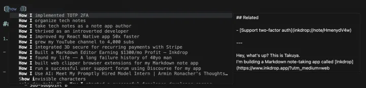 Note link suggestions with a preview