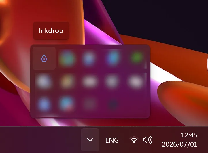 Inkdrop in the system tray